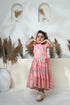 FLAMING PRINT WITH BOW RUST ORANGE DRESS
